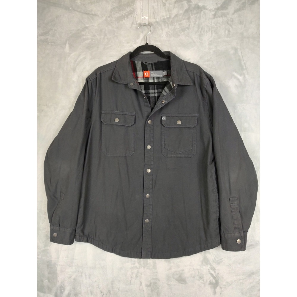 The American Outdoorsman Mens M Charcoal Grey Fleece Lined Canvas Shirt Jacket